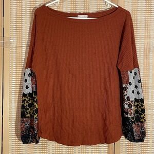 Love Wins Womens L Lightweight Sweater Rustic Patchwork Textured Boho Artsy